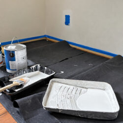drop cloth covering floor