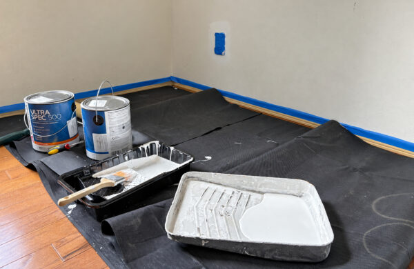 drop cloth covering floor