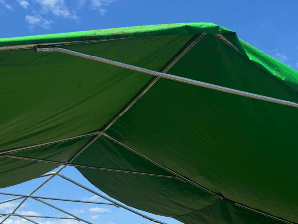 green tarp shelter