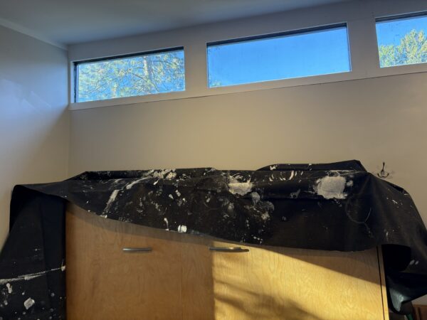drop cloth covering wood