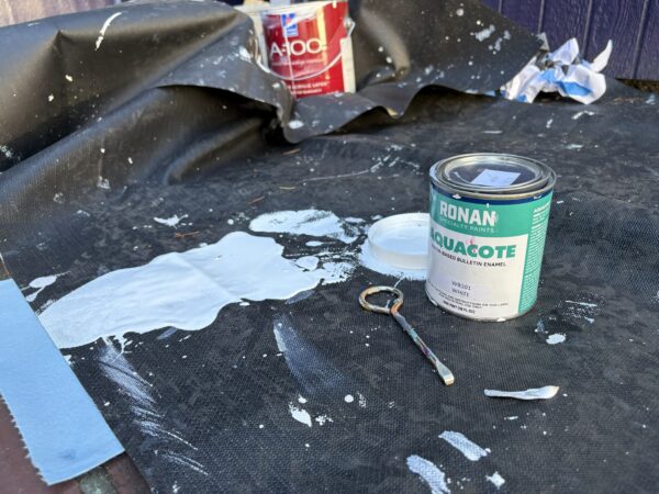 paint spilled on drop cloth